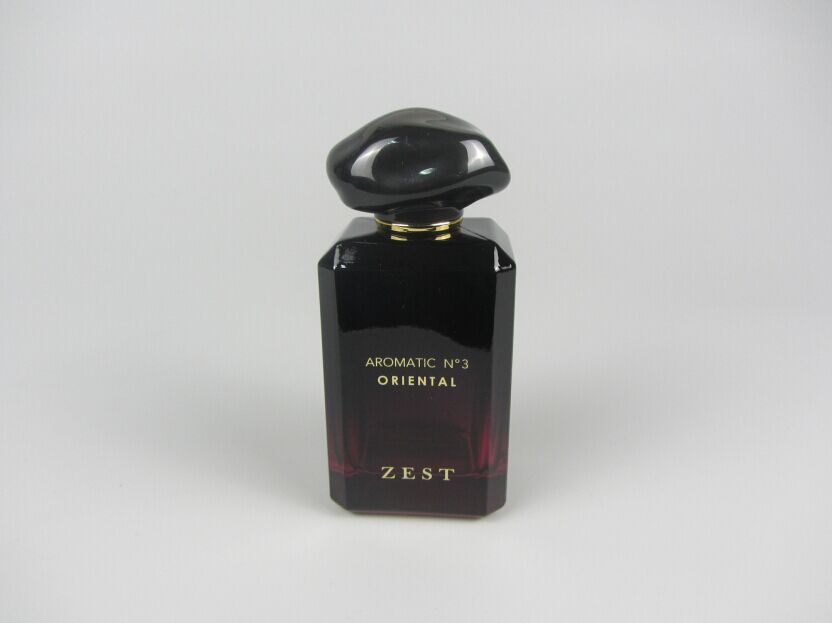 Cam Parfüm Şişesi - C002 - Siyah-bordo renk
